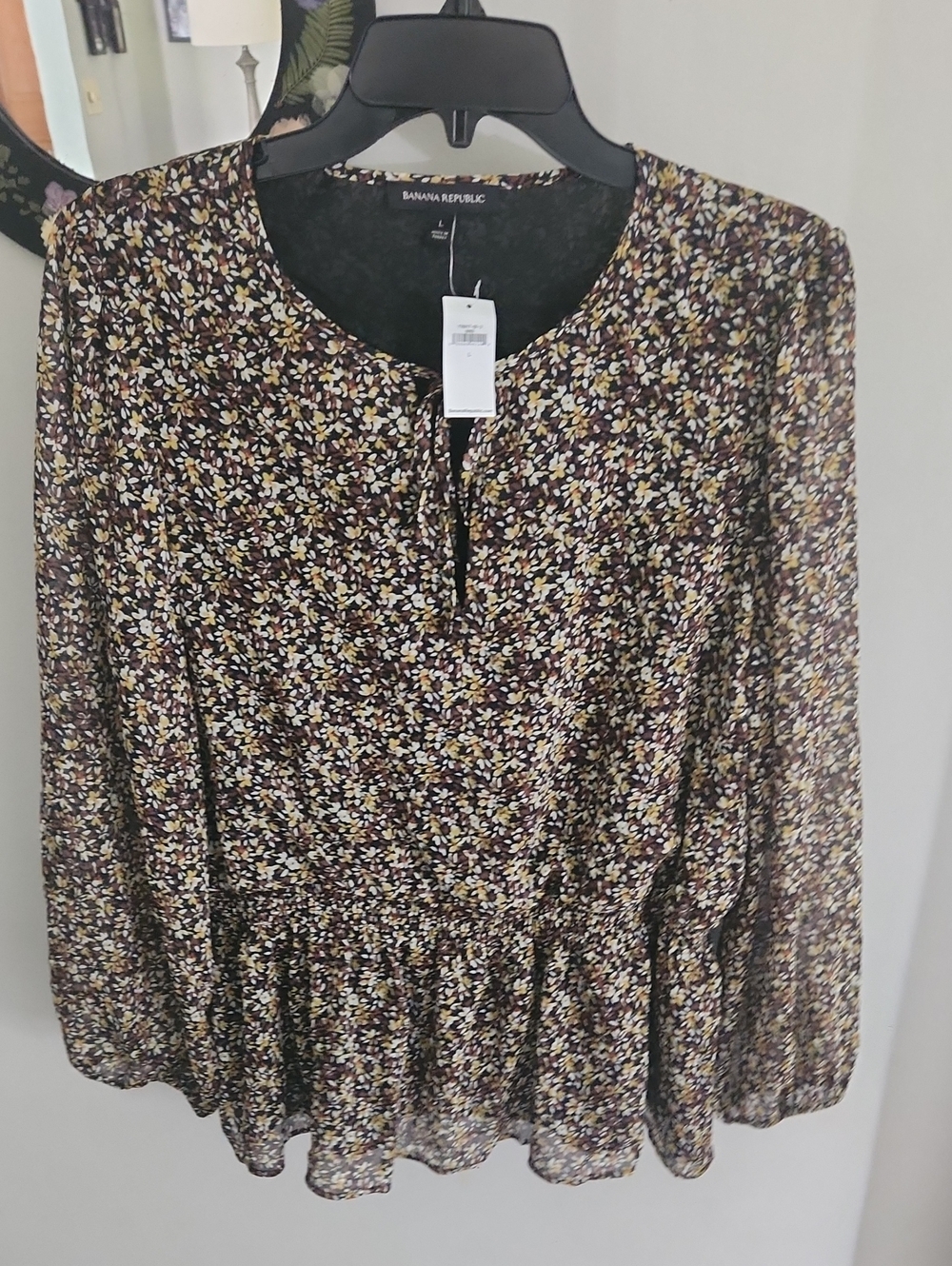Women's NWT Banana Republic Floral Peplum Tie-Front Blouse